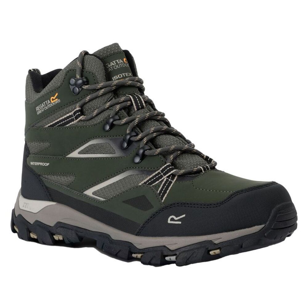 Regatta Mens Holcombe III Walking Boots / Dark Khaki/Gold Sand